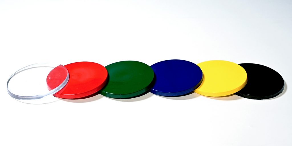 Potting materials in transparent, red, green, blue, yellow and black